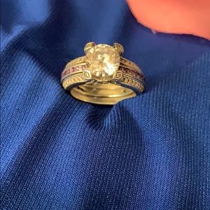 Cubic zirconia engagement ring with insert